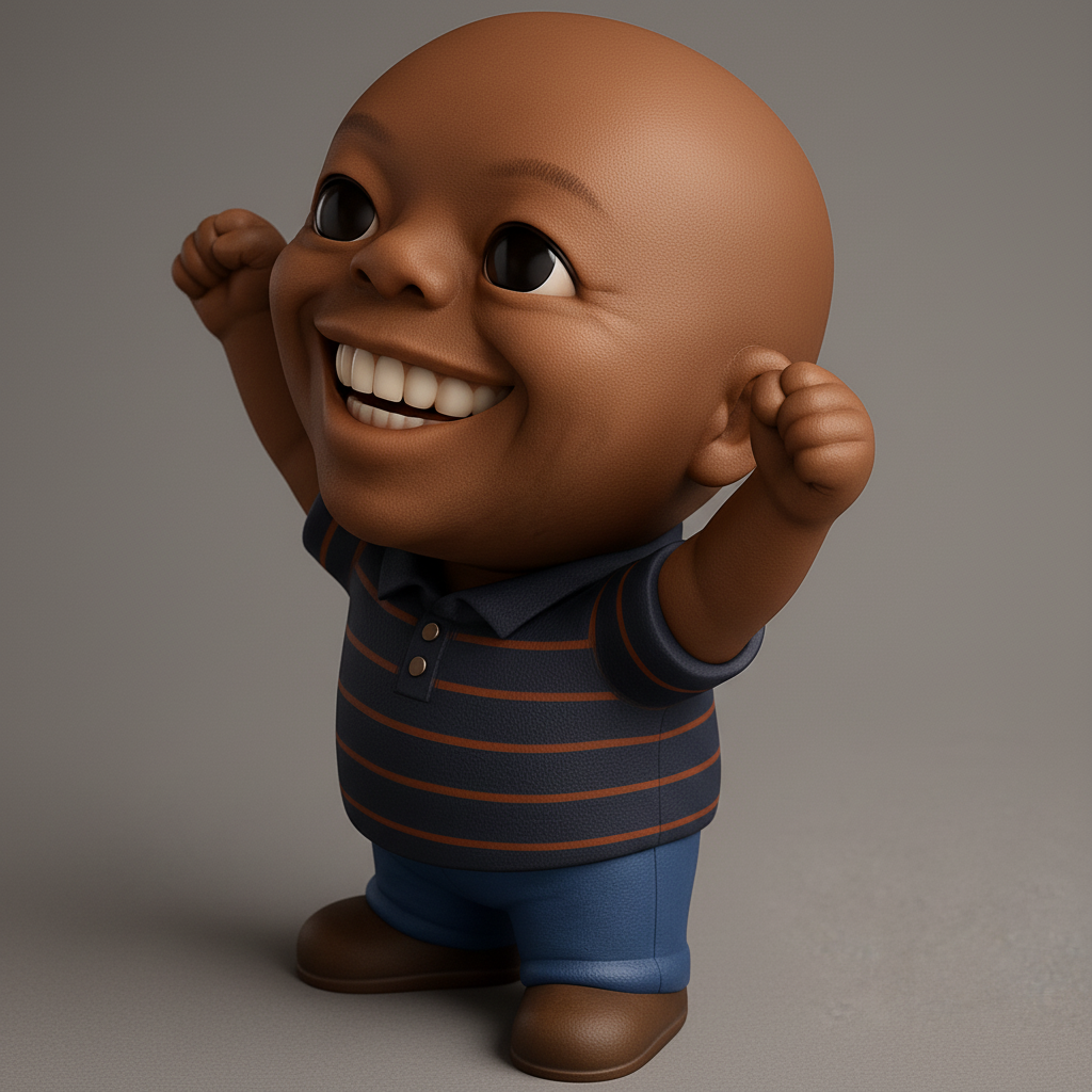 face to 3d model ai-3D portrait printing from photo_Pure Joy Cartoon Tot - Happy Celebration Pose