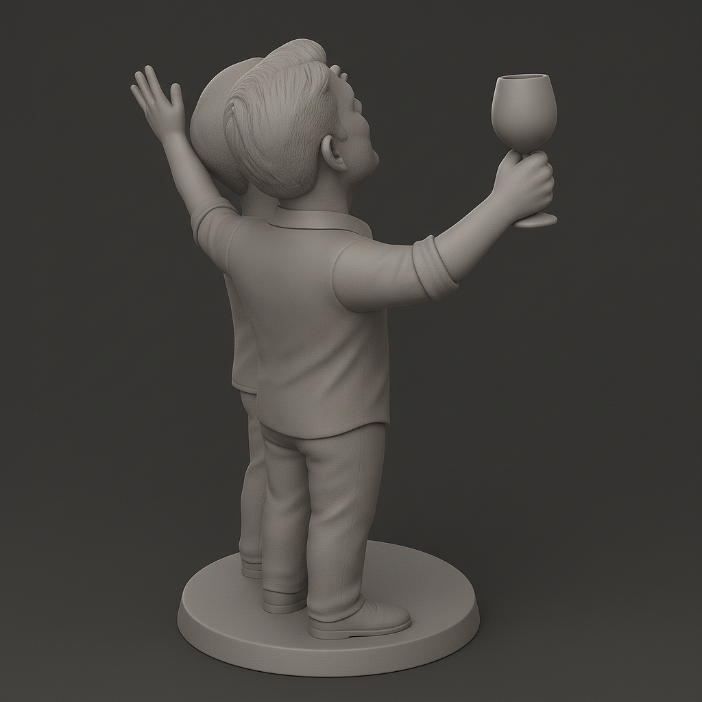 silhouette 3d printer maker-3d portrait printing_Celebrate Friendship: Joyful Duo Figurine