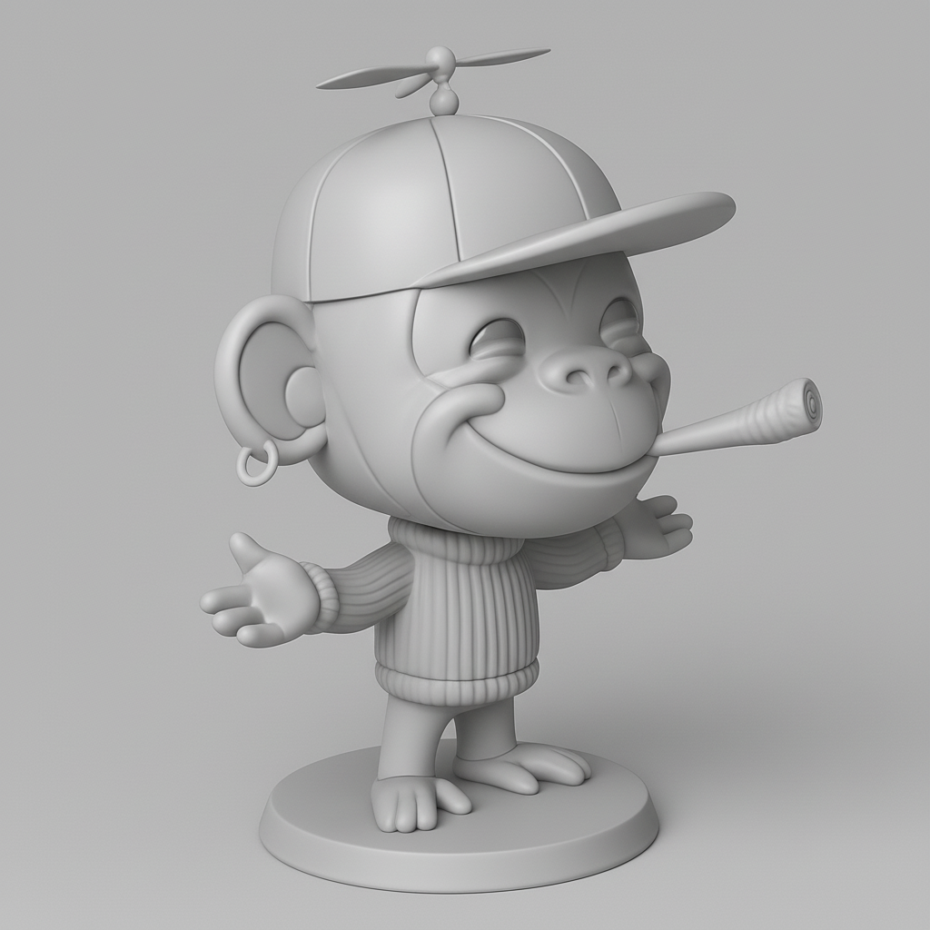 face to 3d model ai-3D portrait printing from photo_Joyful Propeller Monkey: Your Fun Desk Buddy 3D Print!