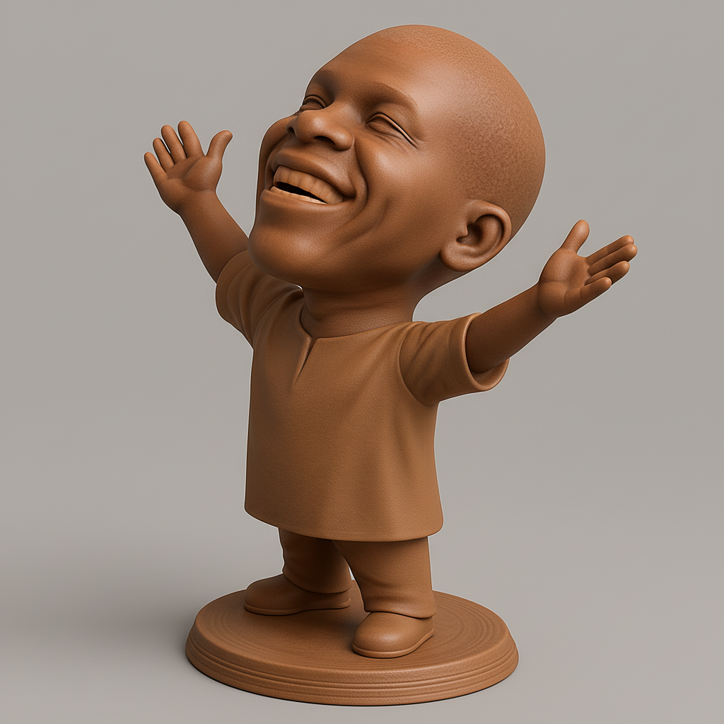 silhouette 3d printer maker-3d portrait printing_Uplifting Happy Man Figurine: Celebrate Life!