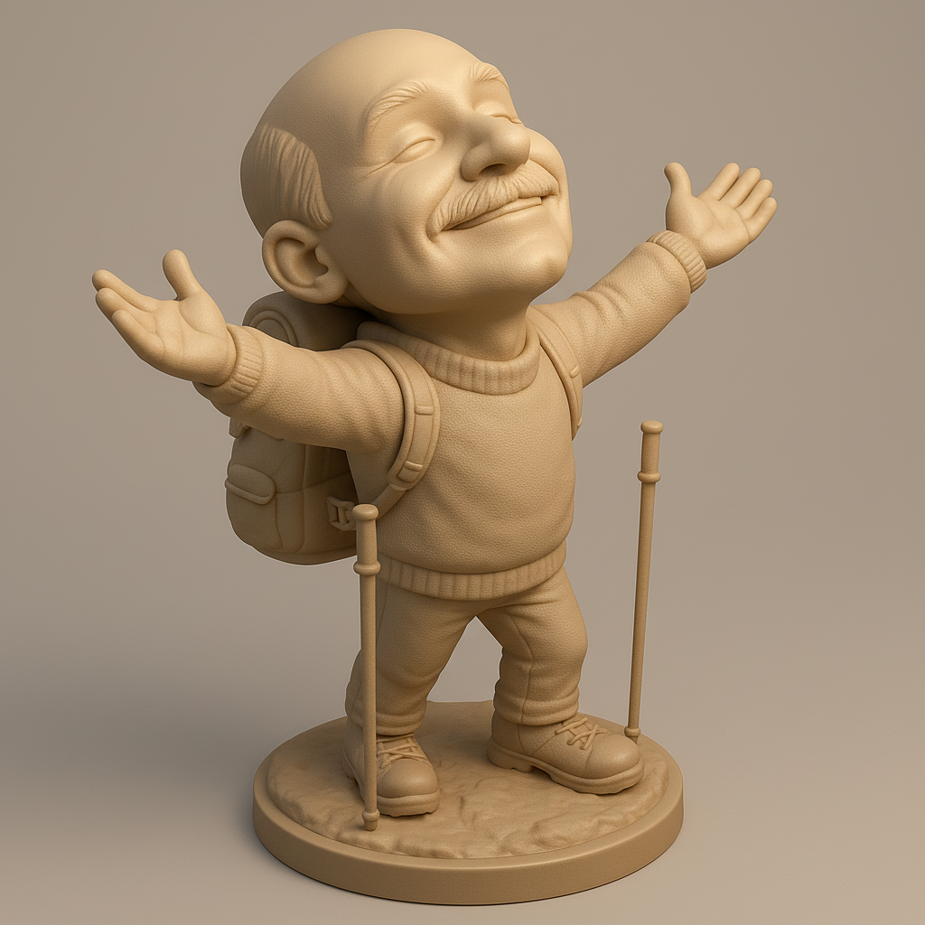 silhouette 3d printer maker-3d portrait printing_Joyful Hiker Figurine