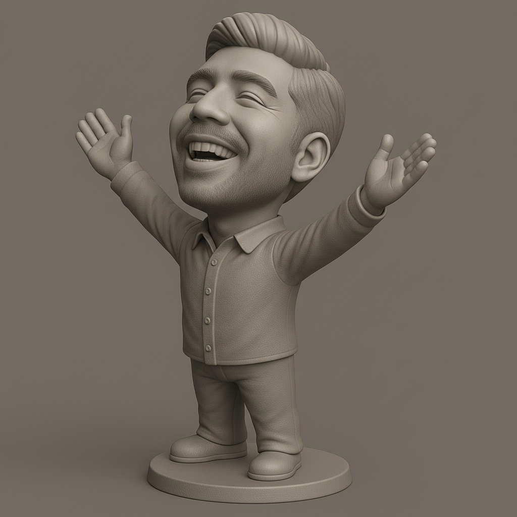 face anatomy 3d model-create 3d face model from photo_Joyful Figurine with Outstretched Arms