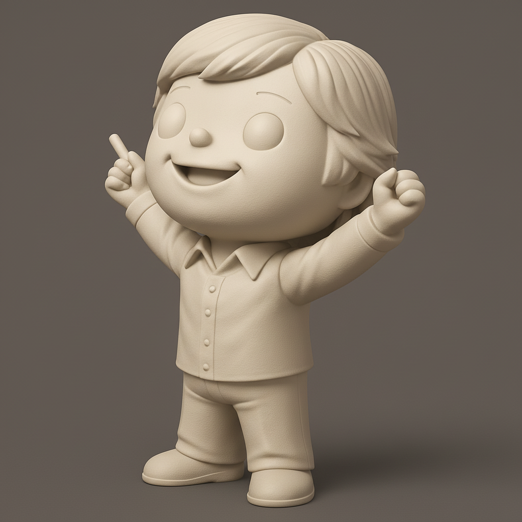 face to 3d model ai-3D portrait printing from photo_Optimistic Chibi Character - 3D Printable Joy