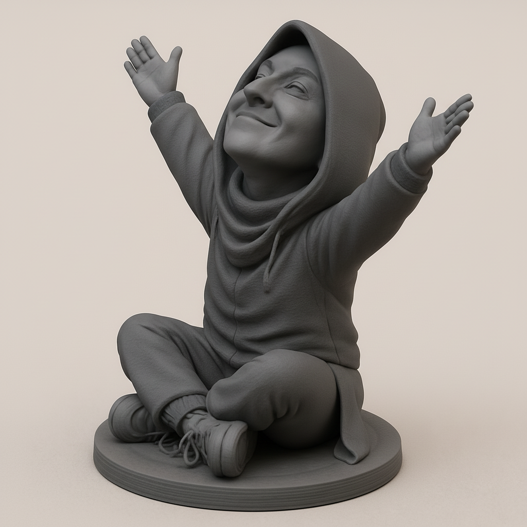 face to 3d model ai-3D portrait printing from photo_Uplifted Spirit: Joyful Meditator Desk Art