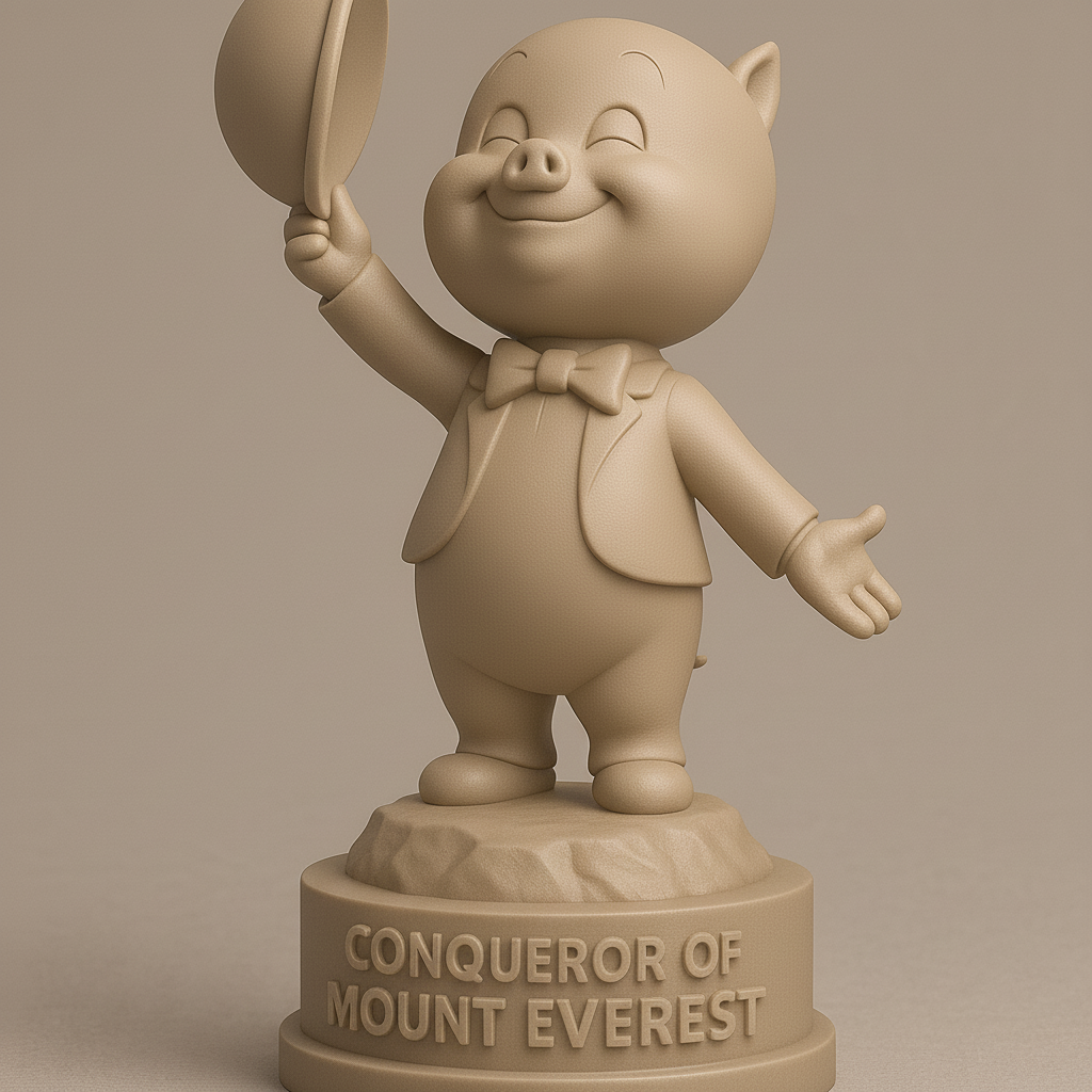 silhouette 3d printer maker-3d portrait printing_Charming Piggy Conqueror Statue