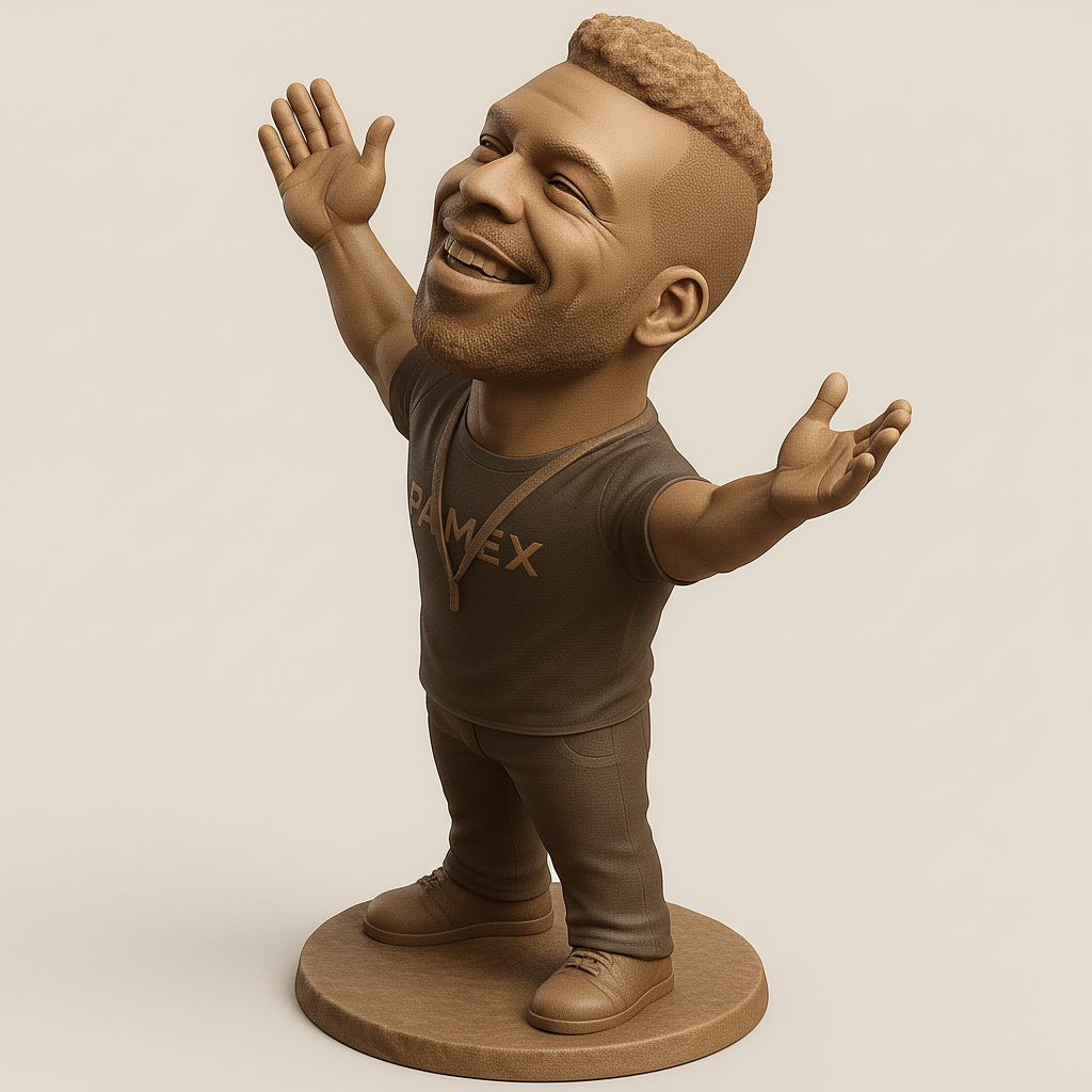 silhouette 3d printer maker-3d portrait printing_Joyful Character Figurine with Outstretched Arms