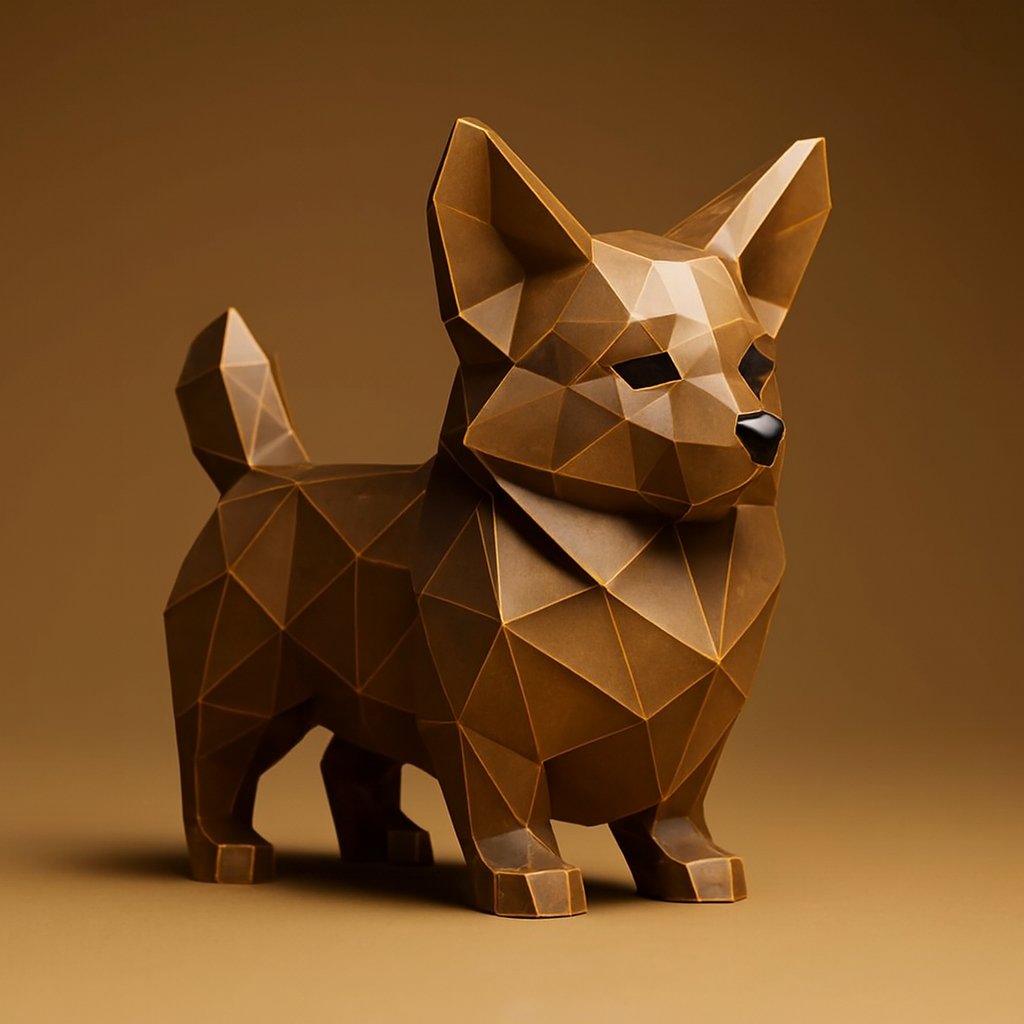 artistic statue STL-digital art figurines_Low-Poly Corgi