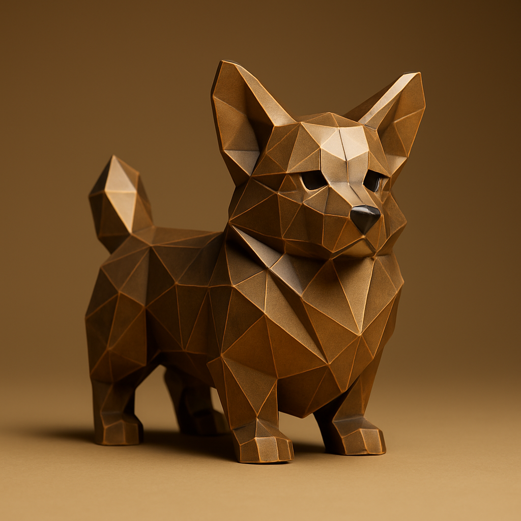 artistic statue STL-digital art figurines_Low-Poly Corgi