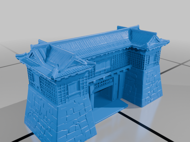 modular toy parts-interlocking 3D models_Miniature Japanese Gate (1/3000 Scale)