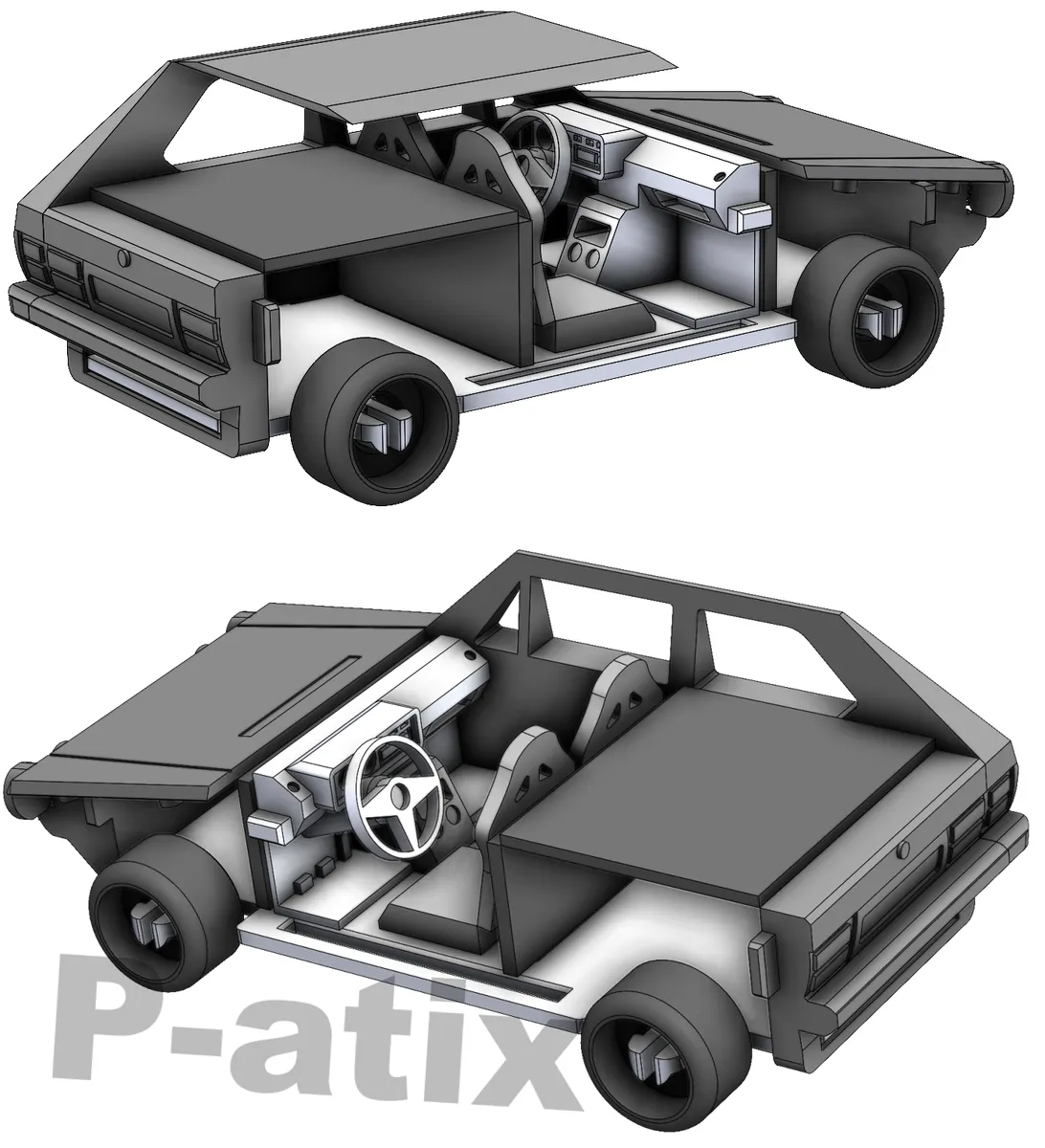 modular toy parts-interlocking 3D models_Golf GTI mk1 Simple model - kit card