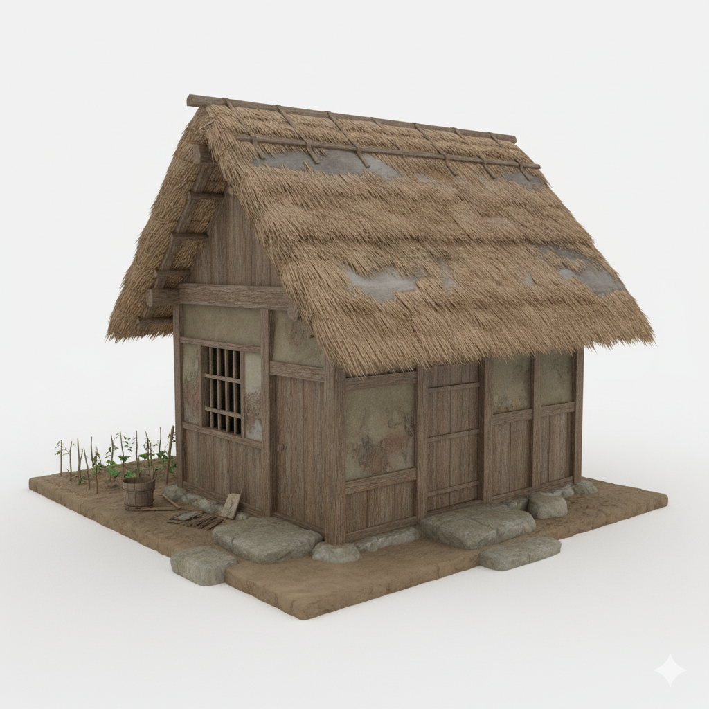 modular toy parts-interlocking 3D models_Simple Peasant House (1/3000 Scale)