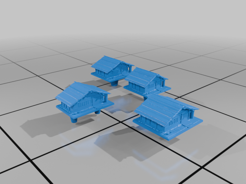 modular toy parts-interlocking 3D models_Simple Peasant House (1/3000 Scale)
