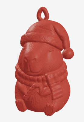 superhero STL files-collectible 3D figurines_Christmas Capybara Ornament