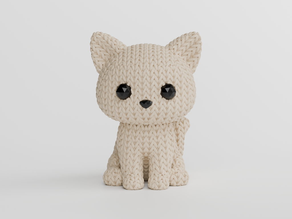 modular toy parts-interlocking 3D models_CUTE KNITTED CAT