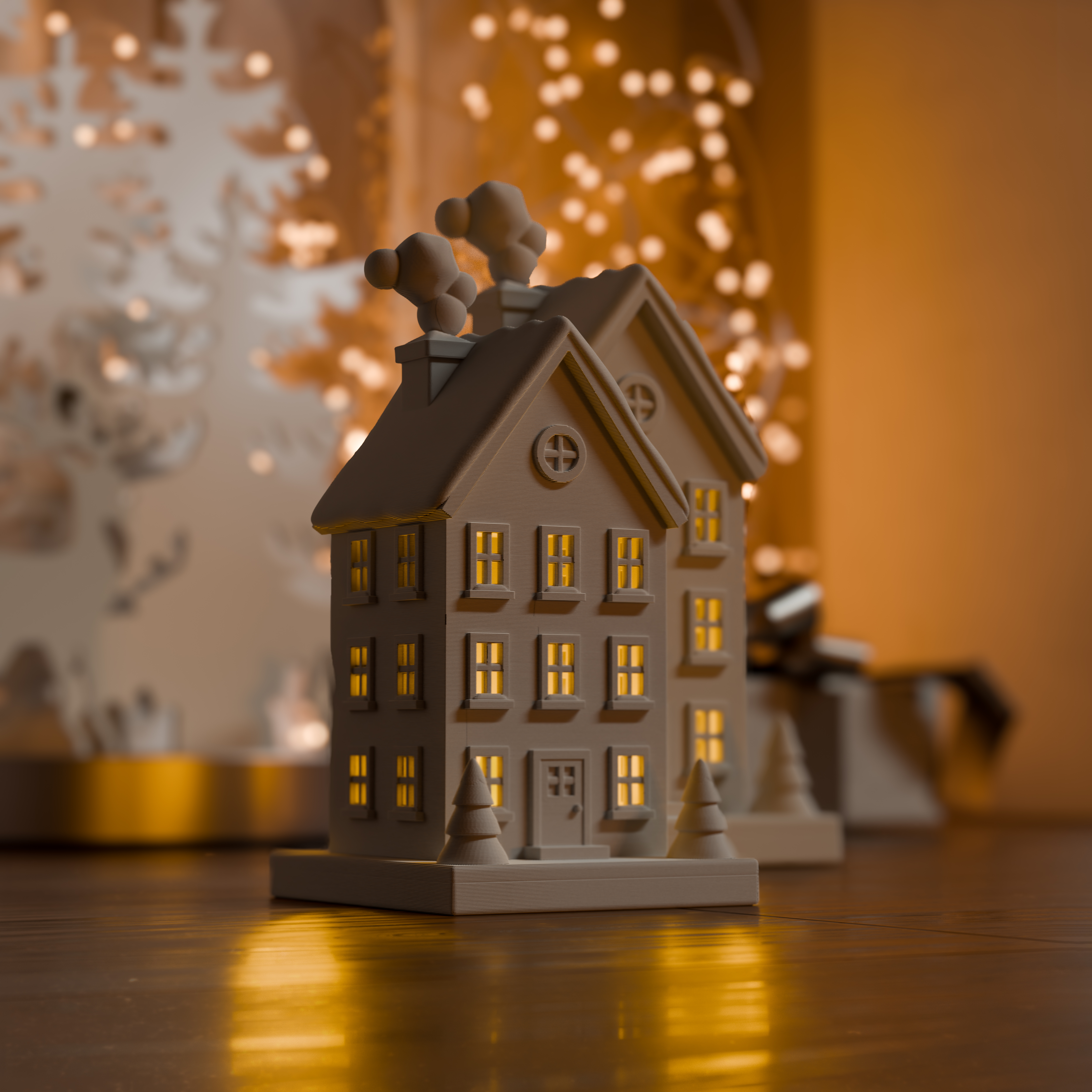 modular toy parts-interlocking 3D models_Christmas Tealight House