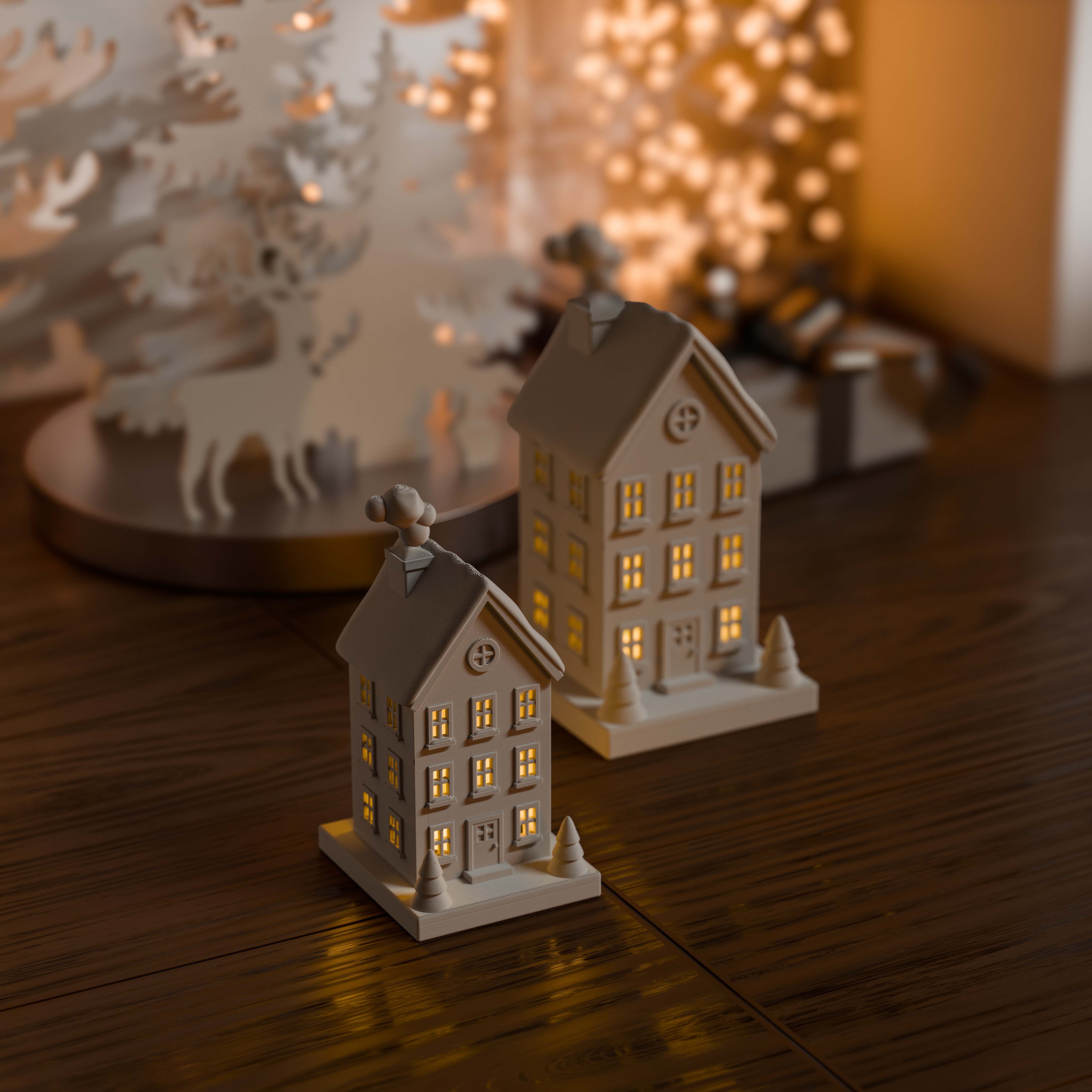 modular toy parts-interlocking 3D models_Christmas Tealight House