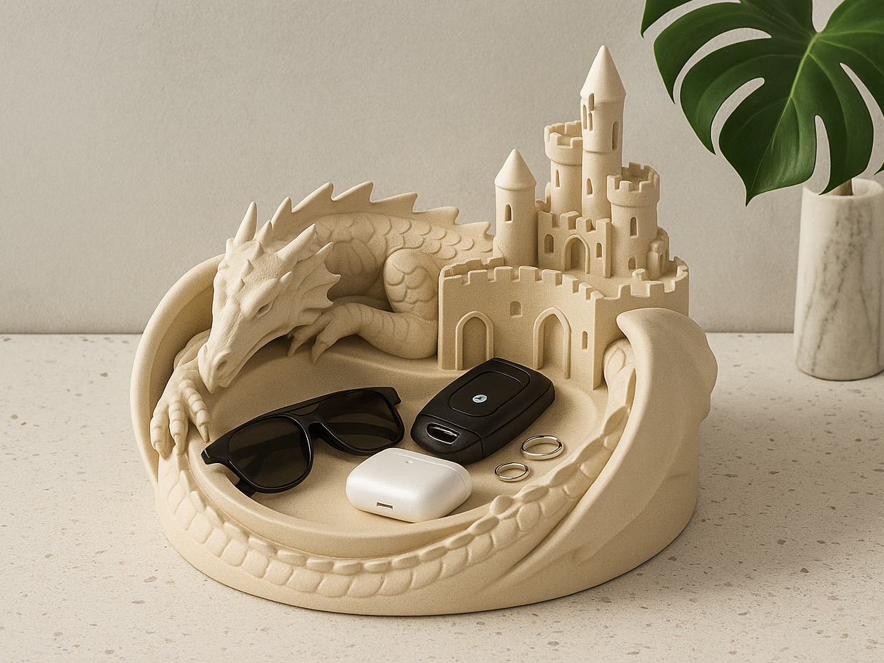 artistic statue STL-digital art figurines_Dragon Castle Tray