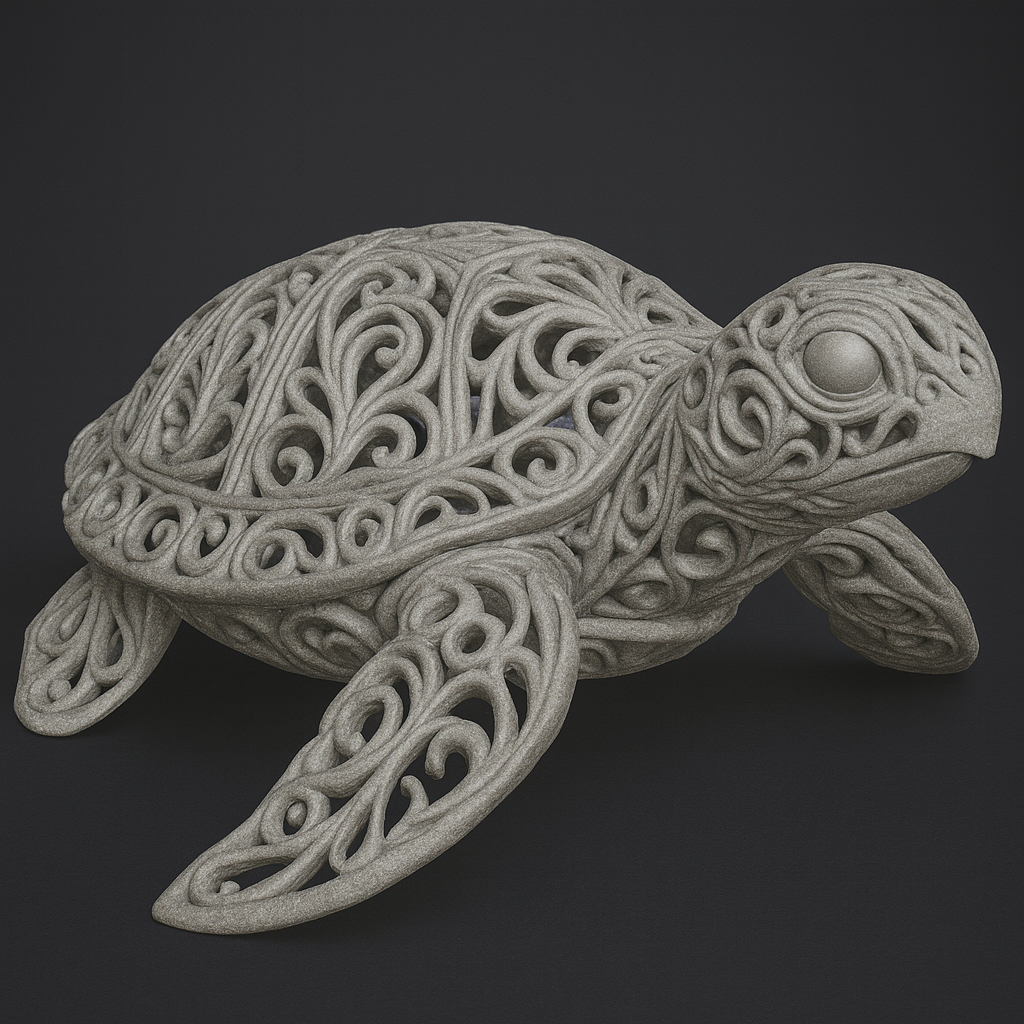 artistic statue STL-digital art figurines_Ornamental Sea Turtle