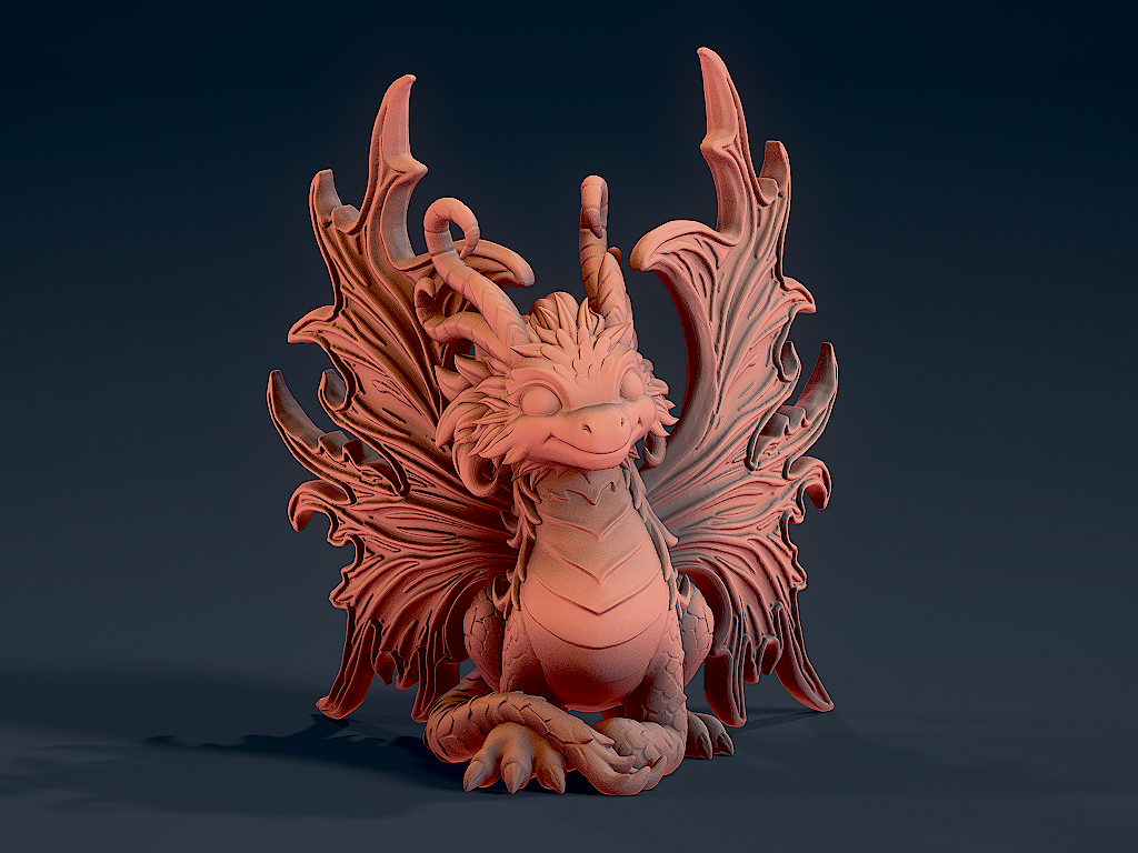 artistic statue STL-digital art figurines_Cute Dragon 3