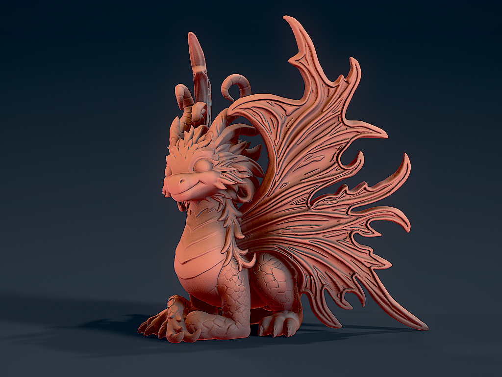 artistic statue STL-digital art figurines_Cute Dragon 3