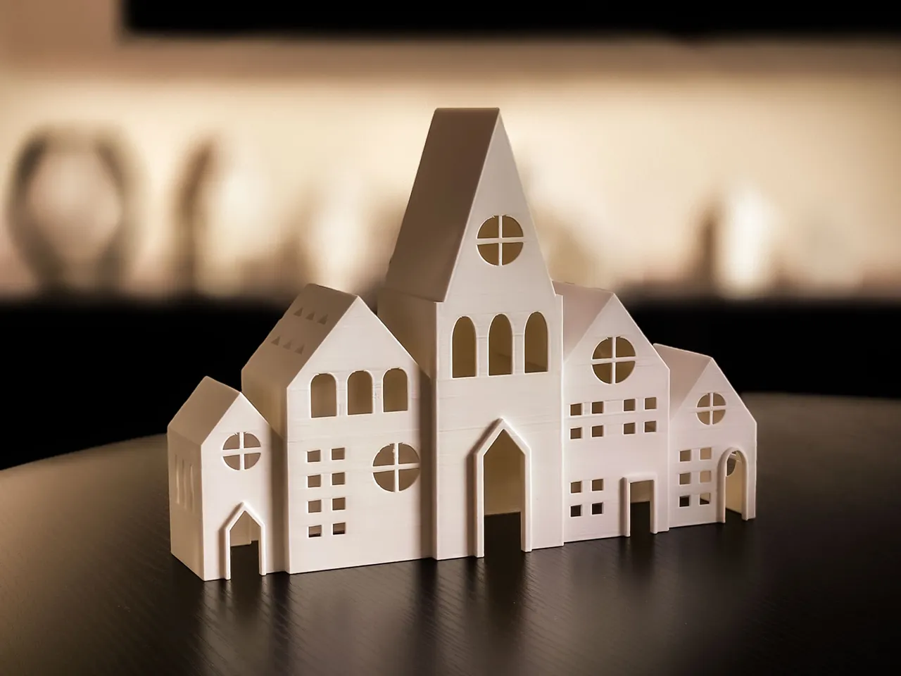 wearable gadgets STL-fantasy costume parts_Glowing Christmas House Tealight Holder 3D Print