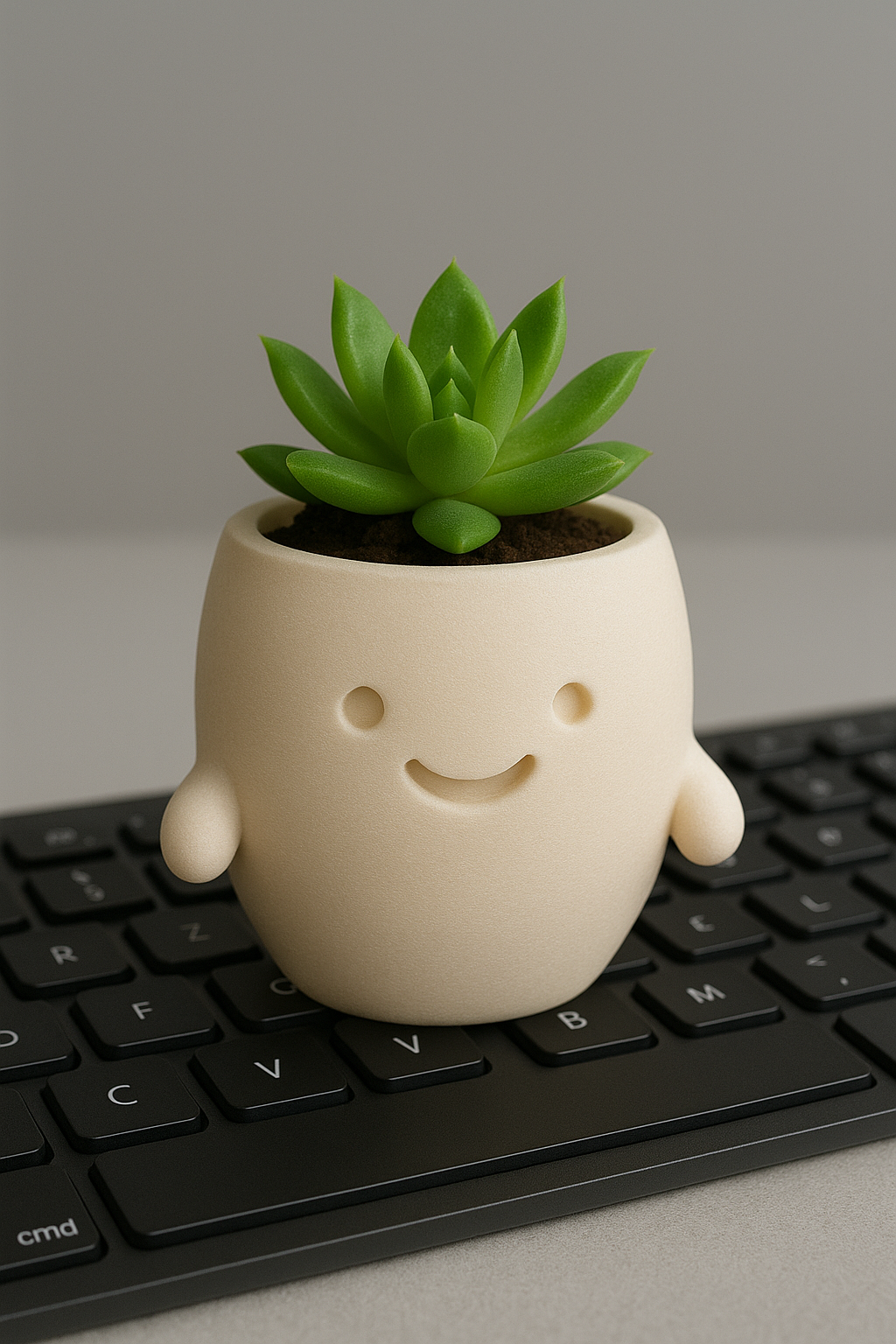 artistic statue STL-digital art figurines_Happy Pot – 3D Printed Cute Planter for Desk, Home