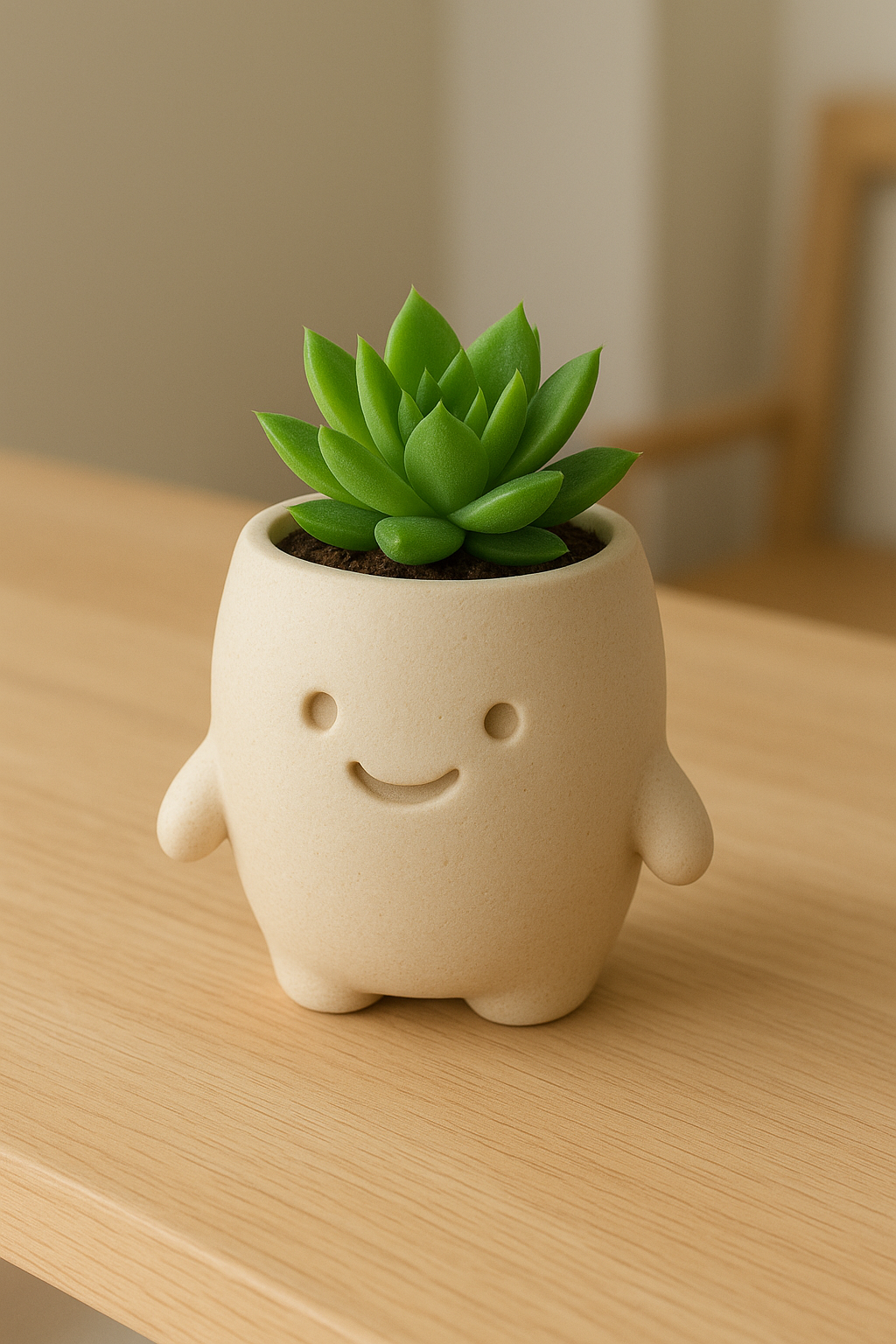 artistic statue STL-digital art figurines_Happy Pot – 3D Printed Cute Planter for Desk, Home