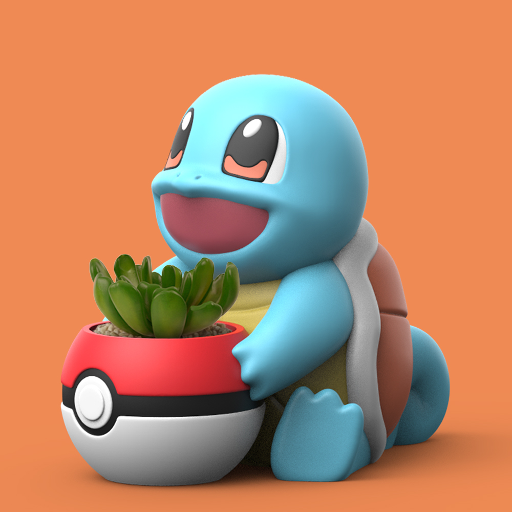 superhero STL files-collectible 3D figurines_Squirtle Planter - Pokemon Succulent Pot