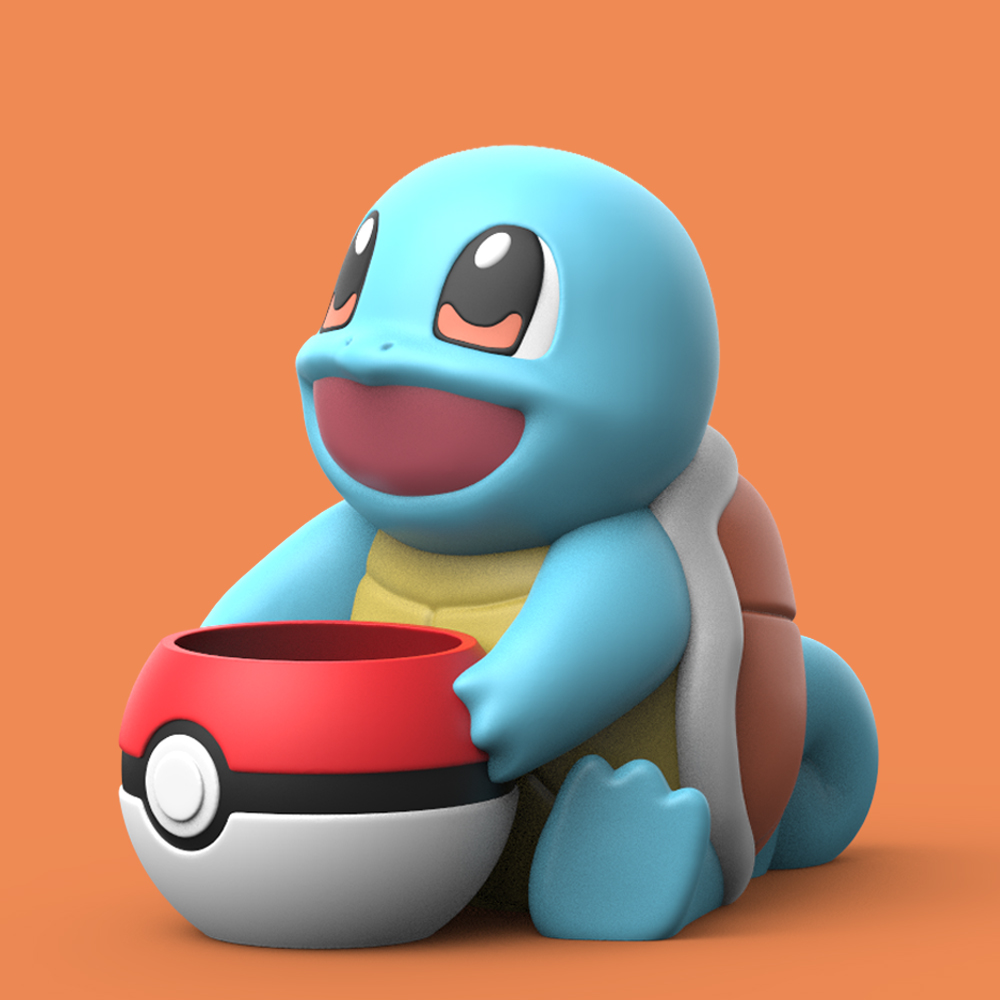 superhero STL files-collectible 3D figurines_Squirtle Planter - Pokemon Succulent Pot
