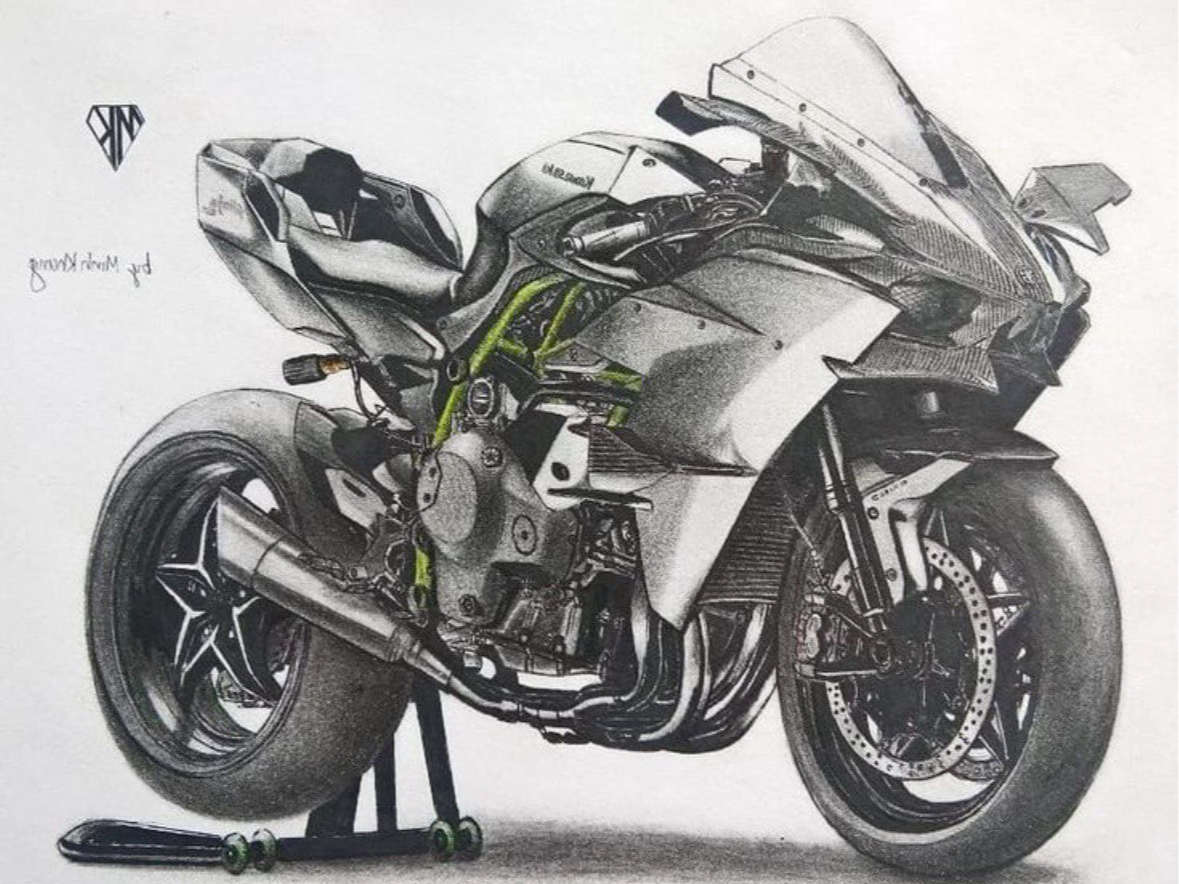 custom logo STL-embossed 3D sign designs_HueForge - Kavasaki H2R