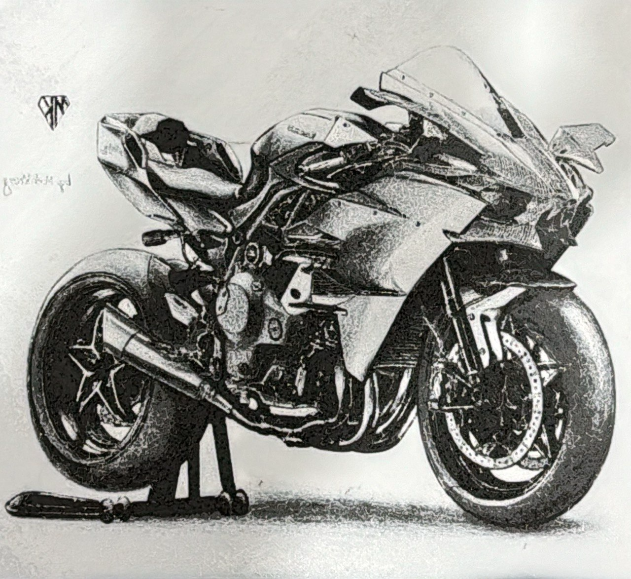 custom logo STL-embossed 3D sign designs_HueForge - Kavasaki H2R