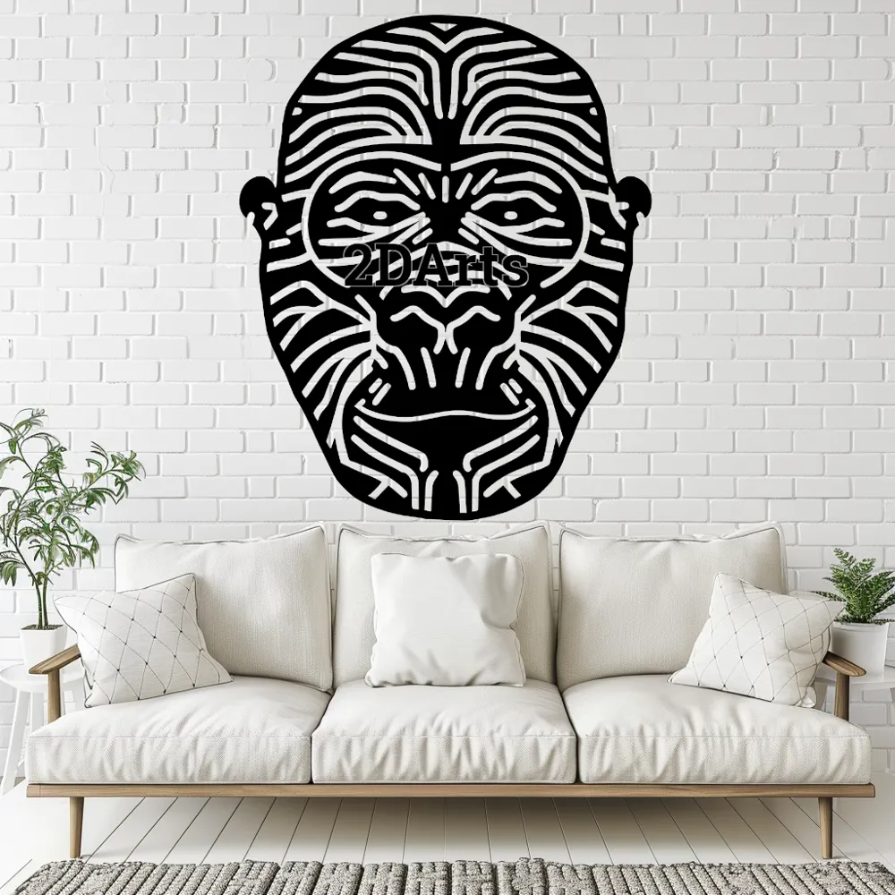 3D printed wall decor-hanging 3D art designs_Gorilla Wall Art – Single Piece STL