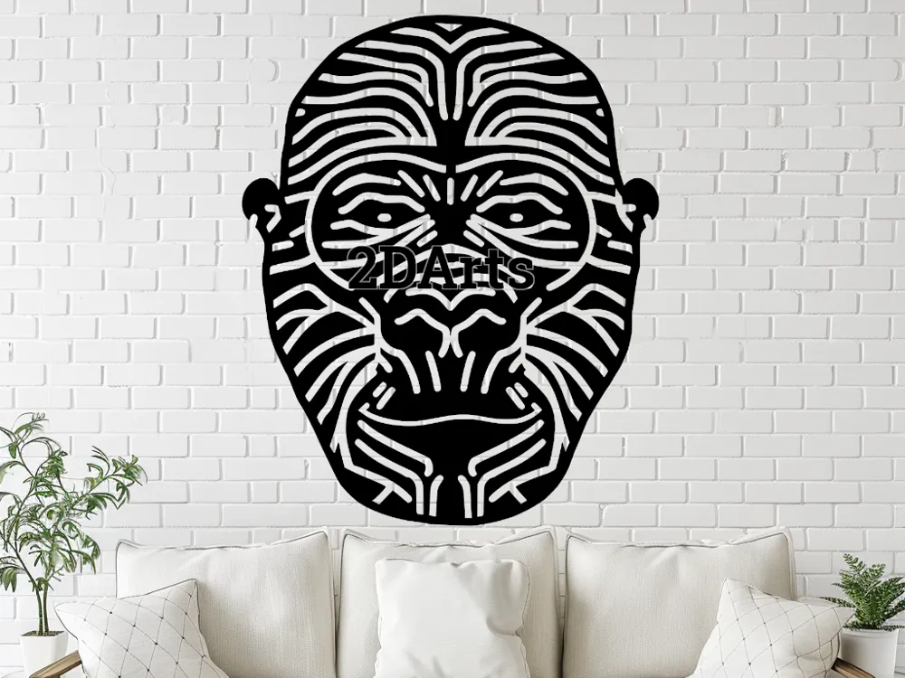 3D printed wall decor-hanging 3D art designs_Gorilla Wall Art – Single Piece STL