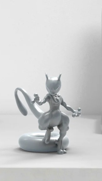 superhero STL files-collectible 3D figurines_Mewtwo 3D Print Model - Poseable STL File