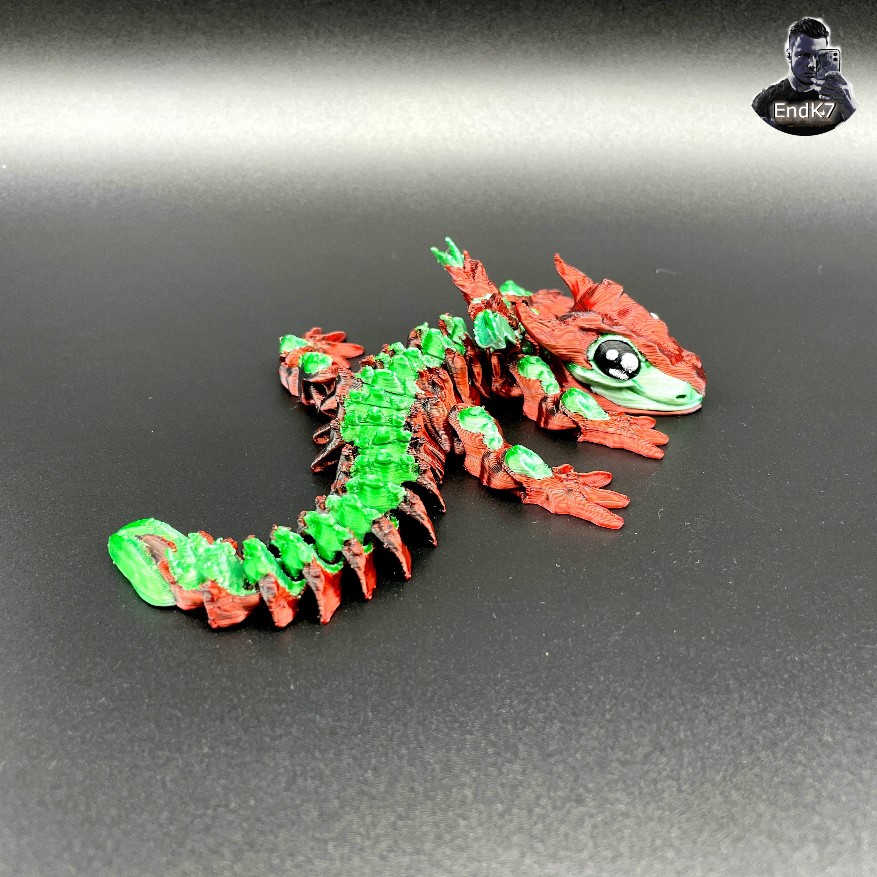 modular toy parts-interlocking 3D models_Articulated Dragon Flexi – Print-in-Place Toy