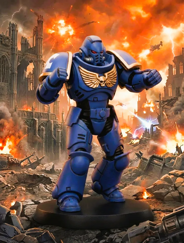 artistic statue STL-digital art figurines_Ultramarines Assault Intercessor