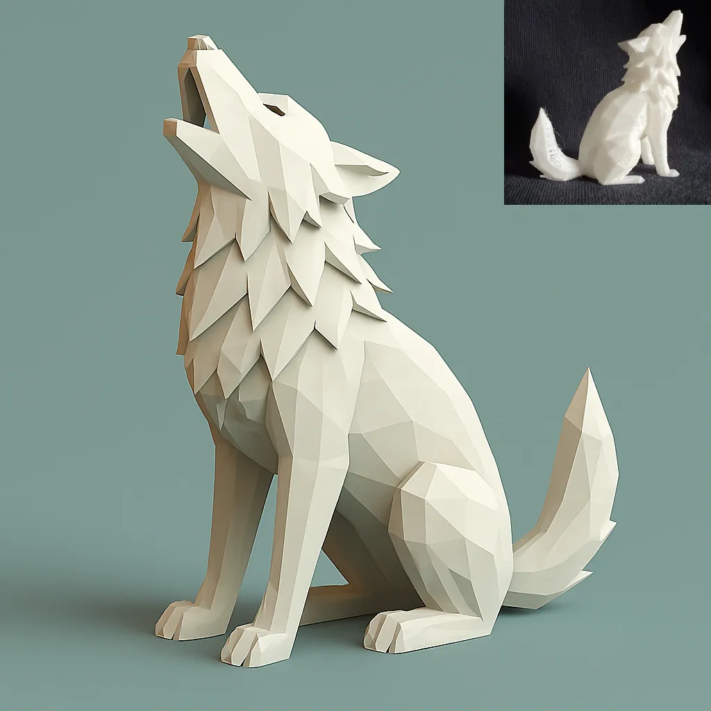 artistic statue STL-digital art figurines_Howling Sitting Wolf