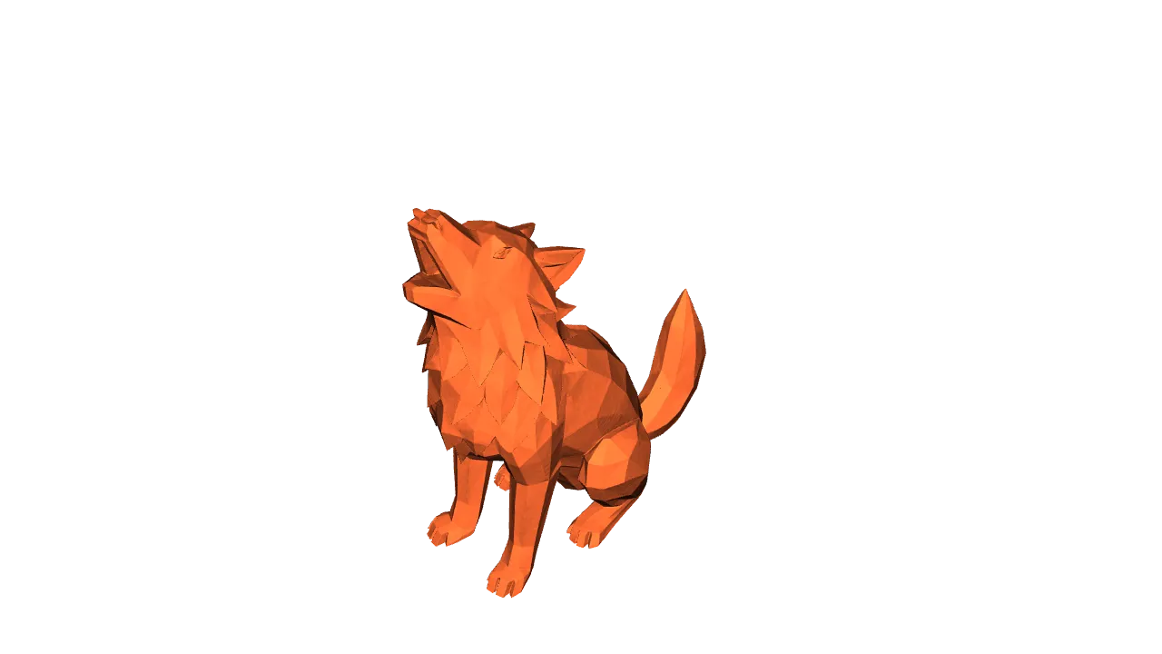 artistic statue STL-digital art figurines_Howling Sitting Wolf