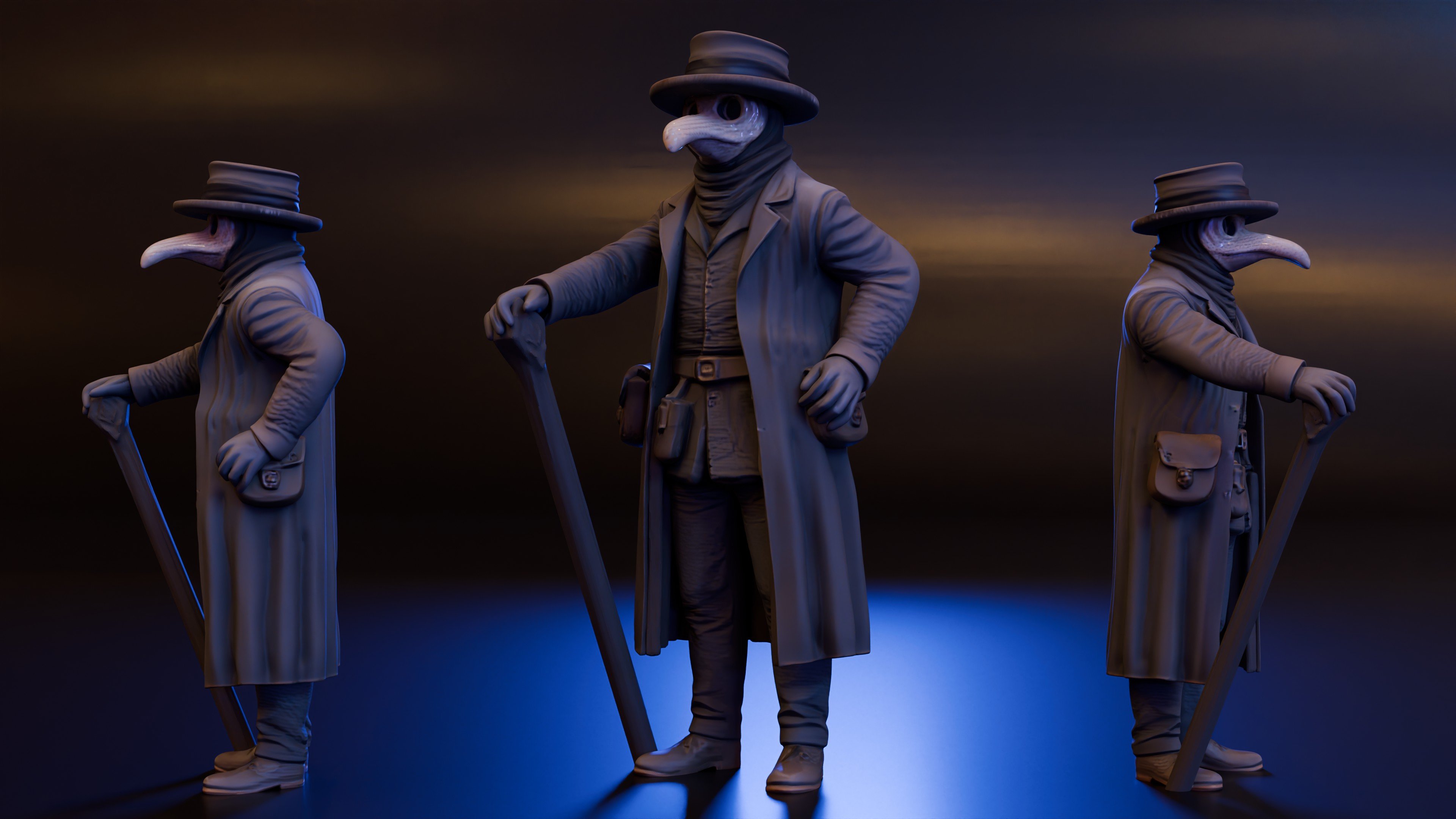 artistic statue STL-digital art figurines_Cleric - Plague Doctor