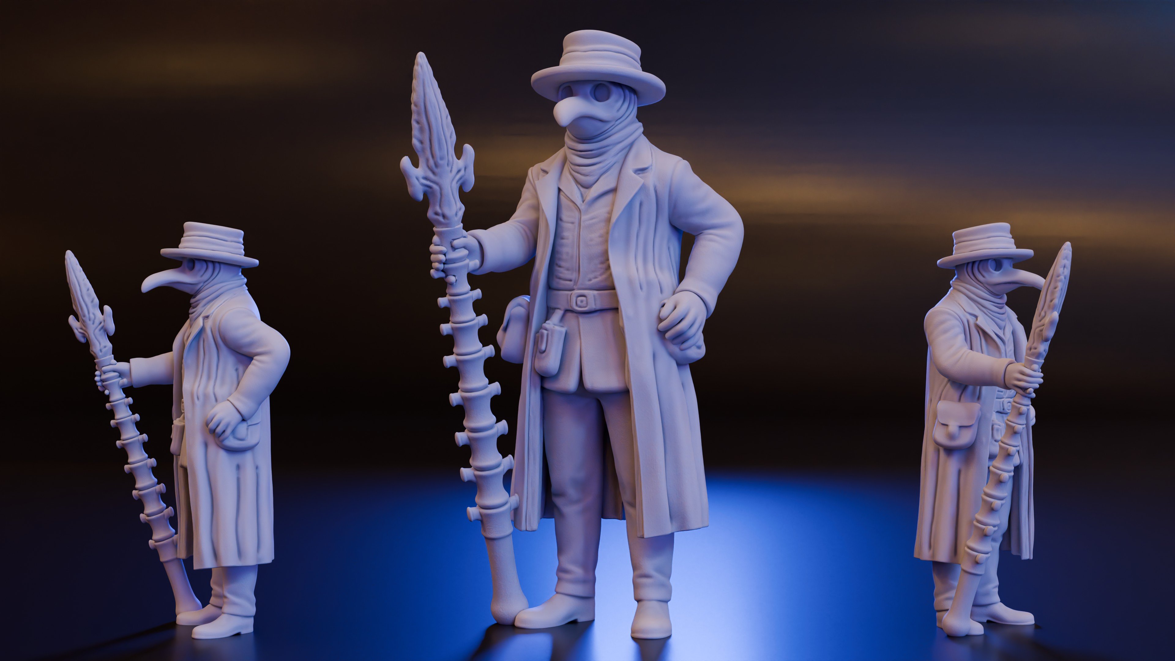 artistic statue STL-digital art figurines_Cleric - Plague Doctor