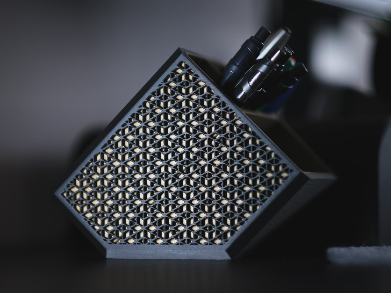 everyday 3D models-desktop gadget STL_Kumiko Design Desk Organizer