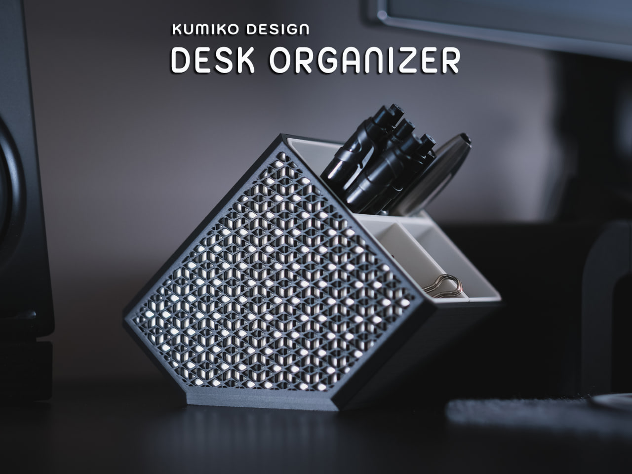 everyday 3D models-desktop gadget STL_Kumiko Design Desk Organizer
