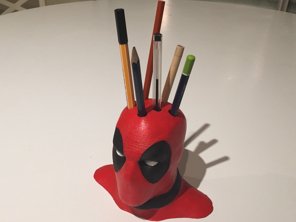 wearable gadgets STL-fantasy costume parts_Deadpool Bust Pen Holder