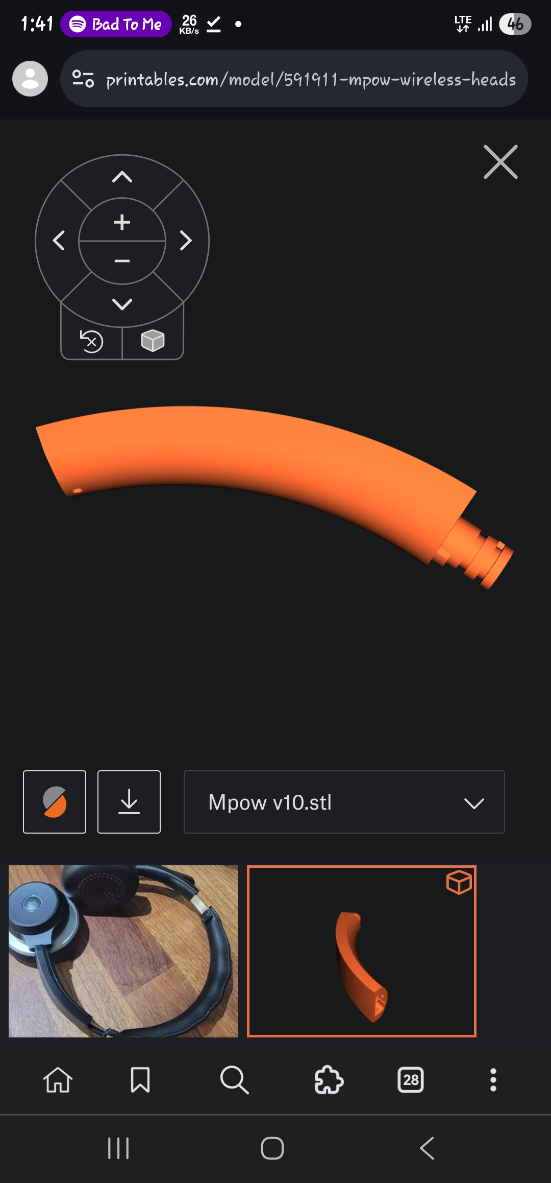 3D printable guitar accessories-instrument parts STL_Mpow wireless headset band replacement. 