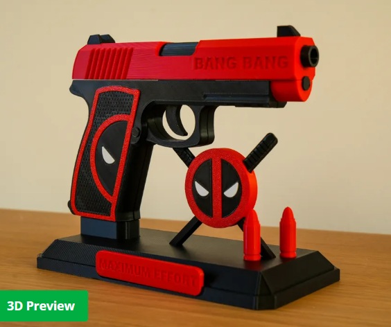 wearable gadgets STL-fantasy costume parts_Deadpool Gun
