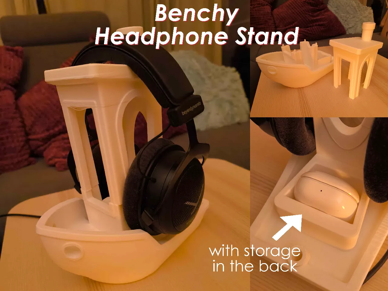 everyday 3D models-desktop gadget STL_Benchy Headphone Stand