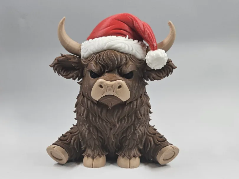 modular toy parts-interlocking 3D models_NO AMS Grumpy Christmas Highland Cow