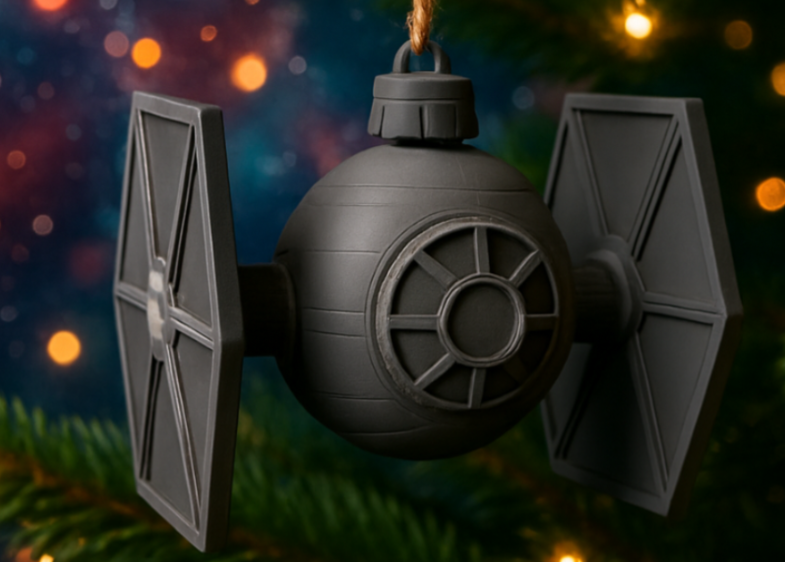 superhero STL files-collectible 3D figurines_Tie Fighter Christmas Bauble 