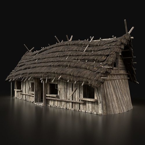 wearable gadgets STL-fantasy costume parts_Medieval Wooden Thatched Cottage – Game-Ready 3D M