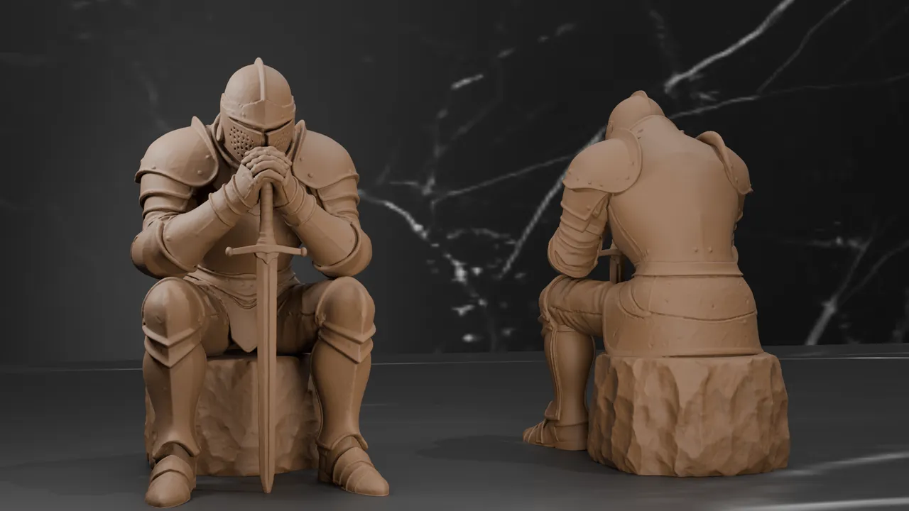 artistic statue STL-digital art figurines_Thoughtful Knight